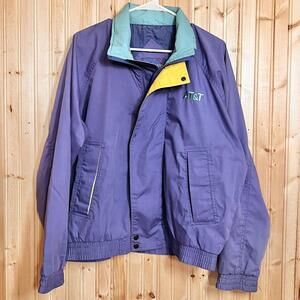 Vintage AT&T Jacket Purple Teal Yellow Blue Accents Sz M Trademark Sportswear